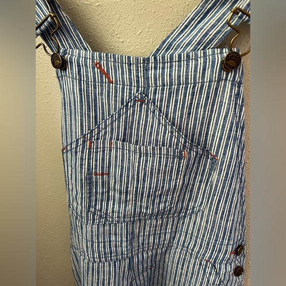 New Faherty Linen Mechanic Overall in Railroad Stripe Size XXS - Picture 6 of 12